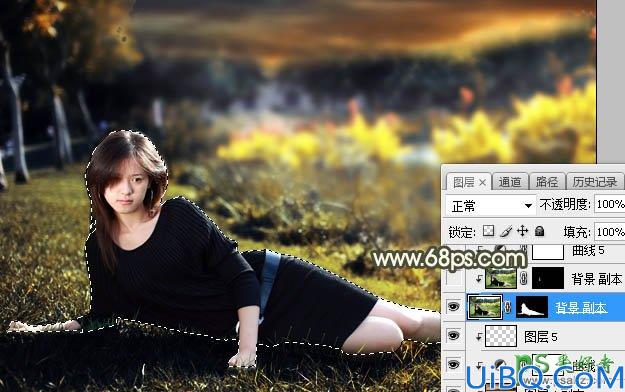 Photoshop给风流性感美少妇外拍个人写真照调出暗黄夕阳色