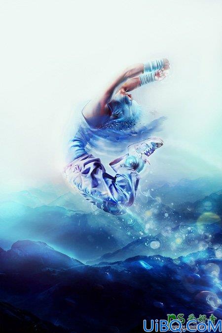Photoshop美女图片合成教程：合成一幅梦幻蓝色天使效果图，梦幻天使