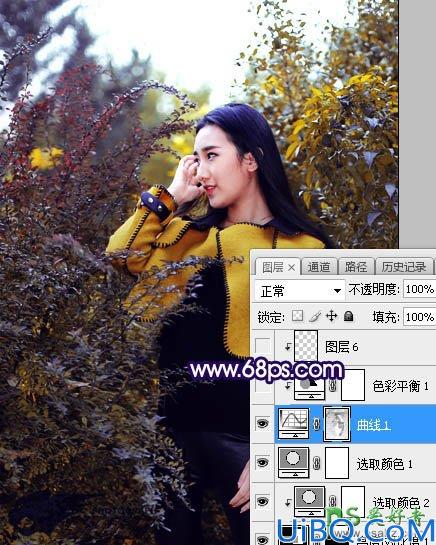 Photoshop给性感长腿推女郎外景写真照调出温暖的霞光色彩