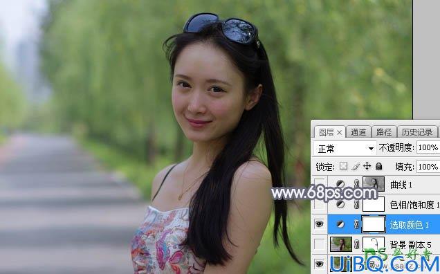 Photoshop美少妇调色：给夏日外景自拍的性感美妇写真照调出唯美的中性色