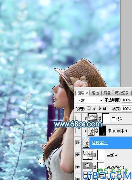 Photoshop调色教程：给夏日外景自拍的beautiful美妞写真照调出唯美的青