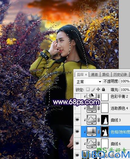 Photoshop给性感长腿推女郎外景写真照调出温暖的霞光色彩