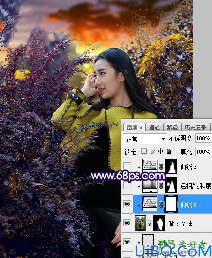 Photoshop给性感长腿推女郎外景写真照调出温暖的霞光色彩