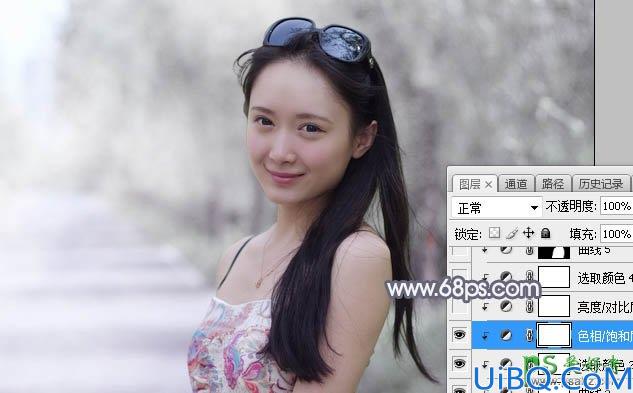 Photoshop美少妇调色：给夏日外景自拍的性感美妇写真照调出唯美的中性色