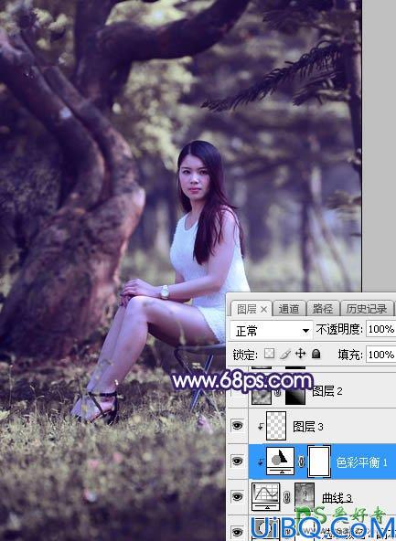 Photoshop给绿荫中自拍的可爱萌女艺术写真集调出甜美清新的色彩