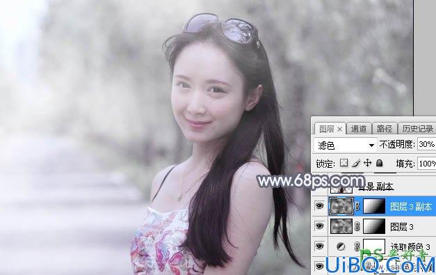 Photoshop美少妇调色：给夏日外景自拍的性感美妇写真照调出唯美的中性色