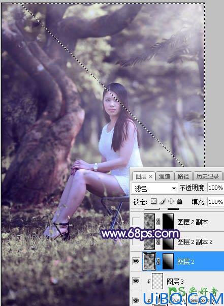 Photoshop给绿荫中自拍的可爱萌女艺术写真集调出甜美清新的色彩