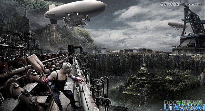 Photoshop合成一幅外星飞船入侵地球的世界末日场景特效
