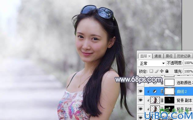 Photoshop美少妇调色：给夏日外景自拍的性感美妇写真照调出唯美的中性色