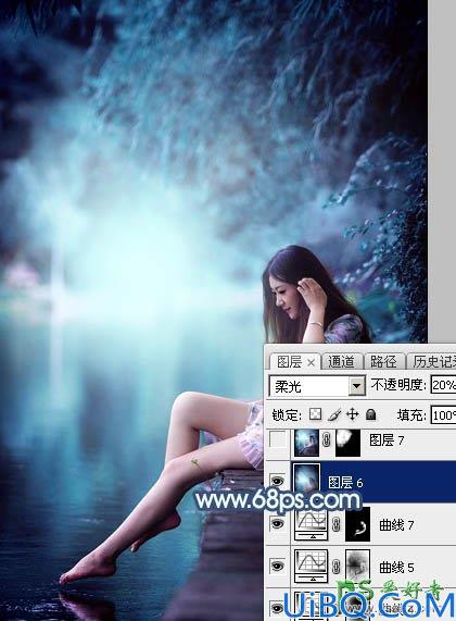 Photoshop调色教程：给未成年清纯少女写真照调出魔幻般的青蓝色效果