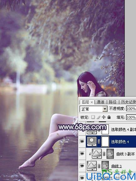 Photoshop美女照片调色：跟平面设计师学习给女生写真照调出唯美蓝紫色