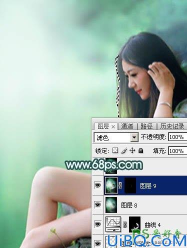 Photoshop给美腿玉足rt艺术照少女图片调出清爽的绿色调-清新甜美的青绿