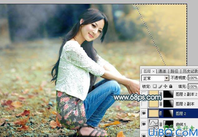 Photoshop女生照片调色教程：给外景自拍的甜美女孩生活照调出淡淡的青红