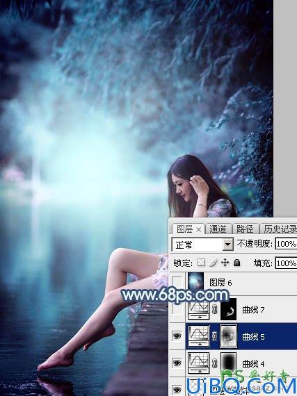 Photoshop调色教程：给未成年清纯少女写真照调出魔幻般的青蓝色效果