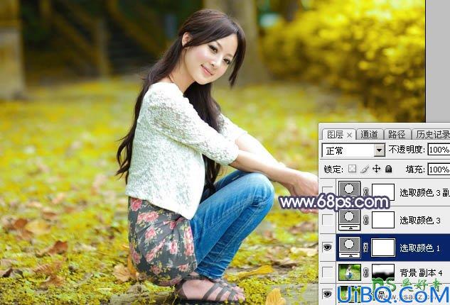 Photoshop女生照片调色：给金秋未成年少女写真照调出柔和的淡黄色