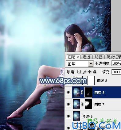 Photoshop调色教程：给未成年清纯少女写真照调出魔幻般的青蓝色效果