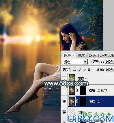 Photoshop调色教程：给漂亮的小清新女生照片调出唯美的青黄色，美腿女生