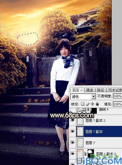 Photoshop给性感空姐制服美女外景写真图片调出唯美的夕阳霞光色