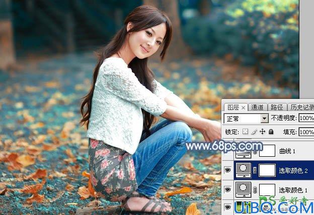 Photoshop给外景自拍的高清美女写真图片调出古典暗紫色效果