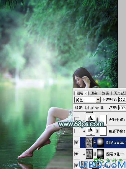 Photoshop给美腿玉足rt艺术照少女图片调出清爽的绿色调-清新甜美的青绿