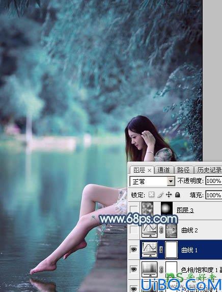 Photoshop调色教程：给未成年清纯少女写真照调出魔幻般的青蓝色效果