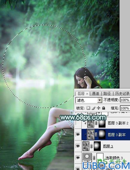 Photoshop给美腿玉足rt艺术照少女图片调出清爽的绿色调-清新甜美的青绿