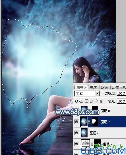 Photoshop调色教程：给未成年清纯少女写真照调出魔幻般的青蓝色效果