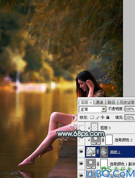 Photoshop调色教程：给漂亮的小清新女生照片调出唯美的青黄色，美腿女生