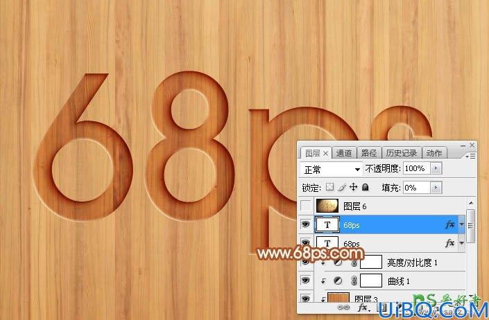 Photoshop文字特效教程：学习制作逼真质感的木板浮雕字-木质纹理雕刻字