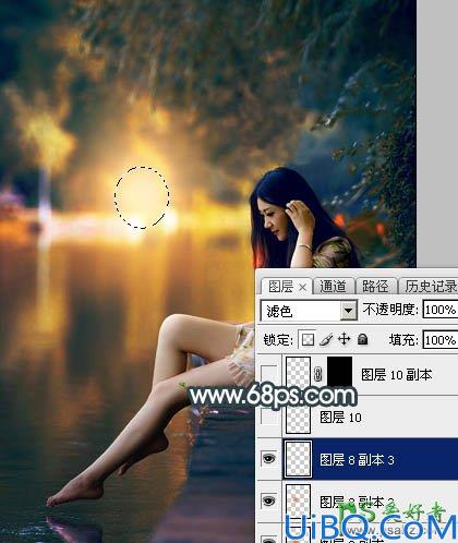 Photoshop调色教程：给漂亮的小清新女生照片调出唯美的青黄色，美腿女生