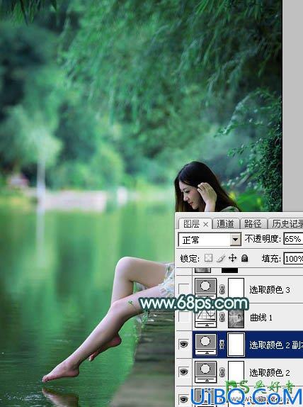 Photoshop给美腿玉足rt艺术照少女图片调出清爽的绿色调-清新甜美的青绿