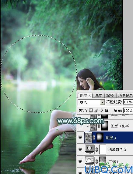 Photoshop给美腿玉足rt艺术照少女图片调出清爽的绿色调-清新甜美的青绿