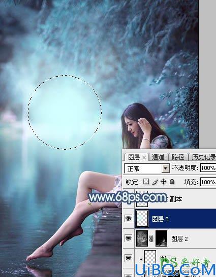 Photoshop调色教程：给未成年清纯少女写真照调出魔幻般的青蓝色效果