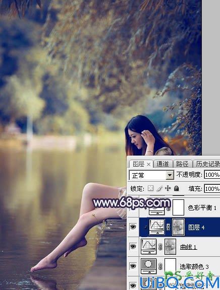 Photoshop美女照片调色：跟平面设计师学习给女生写真照调出唯美蓝紫色