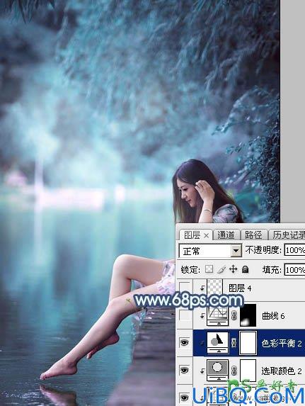 Photoshop调色教程：给未成年清纯少女写真照调出魔幻般的青蓝色效果