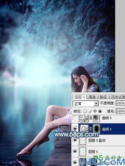 Photoshop调色教程：给未成年清纯少女写真照调出魔幻般的青蓝色效果