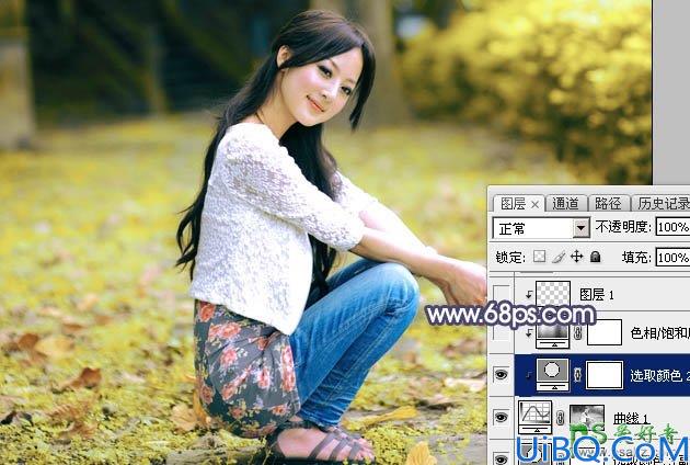 Photoshop女生照片调色：给金秋未成年少女写真照调出柔和的淡黄色