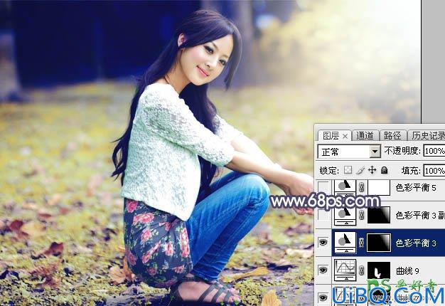 Photoshop女生照片调色：给金秋未成年少女写真照调出柔和的淡黄色