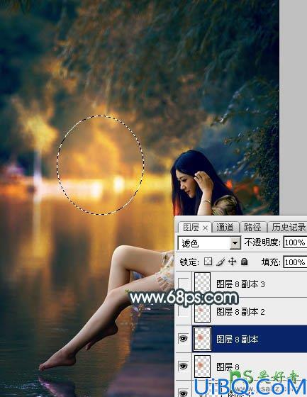 Photoshop调色教程：给漂亮的小清新女生照片调出唯美的青黄色，美腿女生