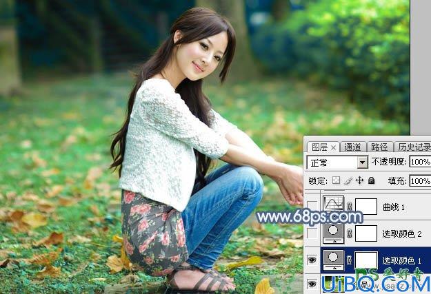 Photoshop给外景自拍的高清美女写真图片调出古典暗紫色效果