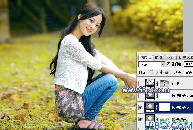 Photoshop女生照片调色：给金秋未成年少女写真照调出柔和的淡黄色