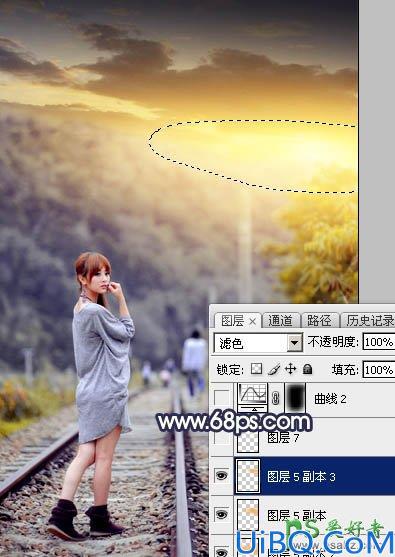 Photoshop给泛白的果子美眉外景写真照调出唯美的橙黄色效果