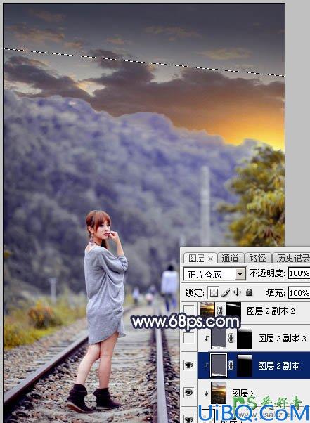 Photoshop给泛白的果子美眉外景写真照调出唯美的橙黄色效果