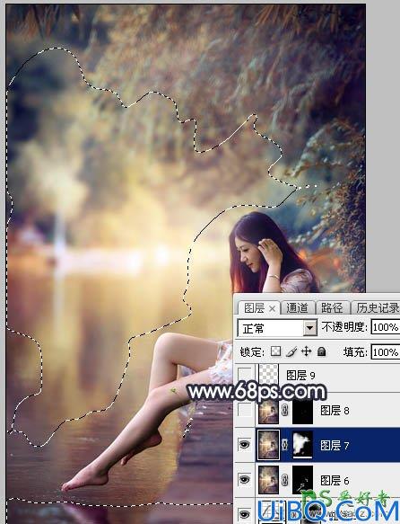 Photoshop给修长美腿女生外景写真照调出艳丽的秋季暖色效果