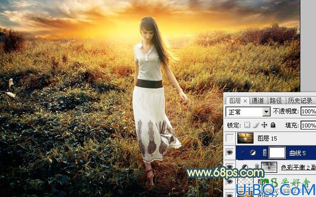 Photoshop照片后期调色教程：给欧美漂亮女生照片调出大气的夕阳色彩