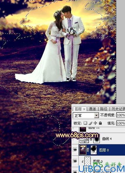 Photoshop唯美婚片调色教程：给泛白的情侣婚纱照调出唯美的霞光色彩