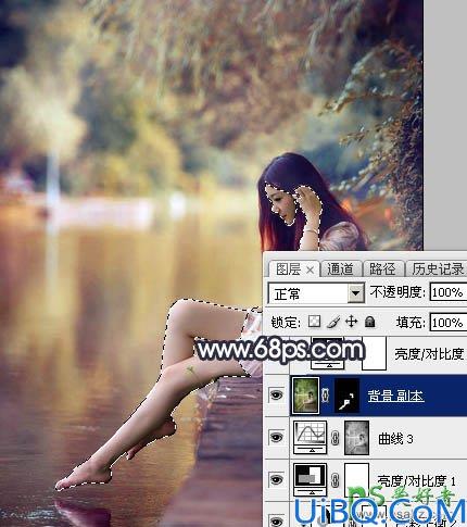 Photoshop给修长美腿女生外景写真照调出艳丽的秋季暖色效果