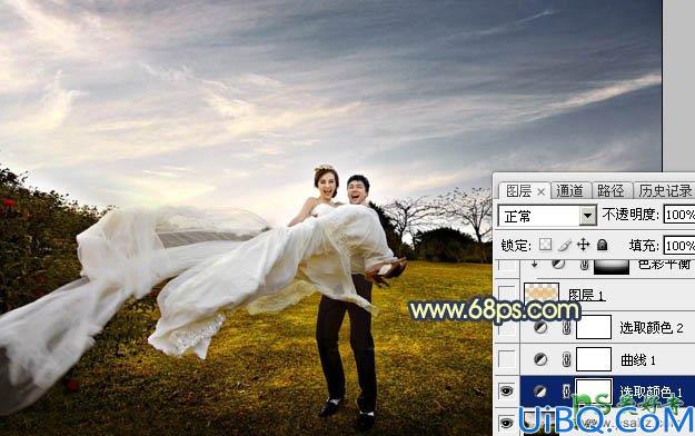 Photoshop唯美婚片调色实例：给大气的婚纱艺术照调出暖暖的晨曦色