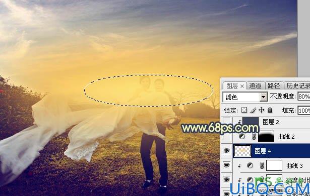 Photoshop唯美婚片调色实例：给大气的婚纱艺术照调出暖暖的晨曦色