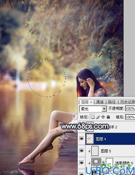 Photoshop给修长美腿女生外景写真照调出艳丽的秋季暖色效果